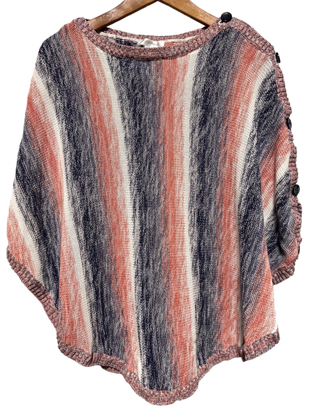 Motherhood Maternity Nursing Poncho Sweater Striped Cotton Knit S/M